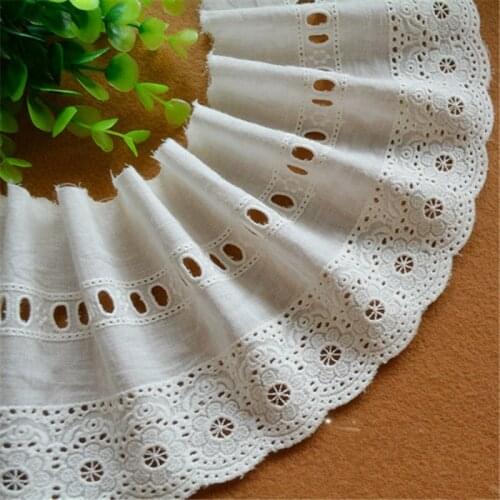 5Yards/lot Width 12cm Off White100% Cotton Embroidered Lace Fabrics, Womens Clothing Diy Lace Trim, Free Shipping RS735