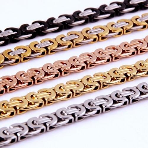 8mm 316L Stainless Steel Byzantine Box Chain Necklace Jewelry Stainless Steel Men Women Choker Chain