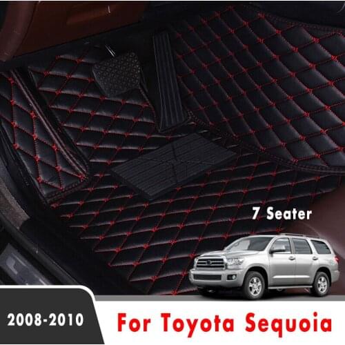 Car Floor Mats For Toyota Sequoia 2010 2009 2008 (7 Seater) Auto Interior Carpets Custom Waterproof Decoration Leather Foot Pads