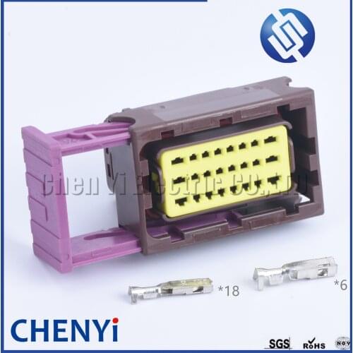Automotive ECU connectors brown 24 pin car Oil to gas computer board socket waterproof electronic controller wiring harness plug