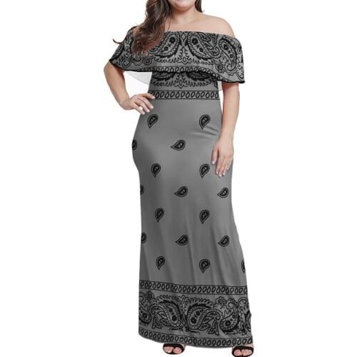 Bandana Ruffle off Dresses dress Style Design Women Party Clothing Off Shoulder Dresses Plus Size Sexy vintage Long Dresses