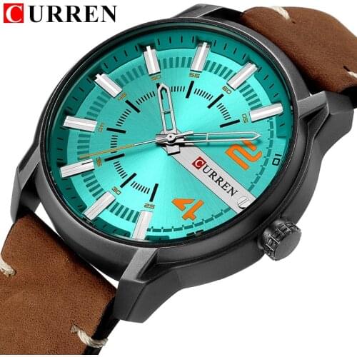 2018 CURREN New Leather Watch Men Waterproof Quartz Watch Male Analog Date Casual Sport Clock Relogio Masculino