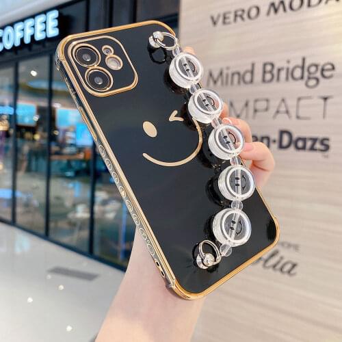 Smiley bracelet Hand Holder Cover for iPhone 12Pro 12 Mini 11 Pro Max XS Luxury Plated Gold Cases for iPhone 8 7 Plus XR X SE