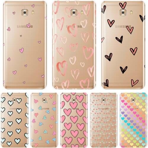 Back Cover For Samsung Galaxy C5 C7 C9 Pro Soft Silicone Heart Love Kawaii Cute Pretty Pink Case For Samsung C5 C7 C8 Phone Case