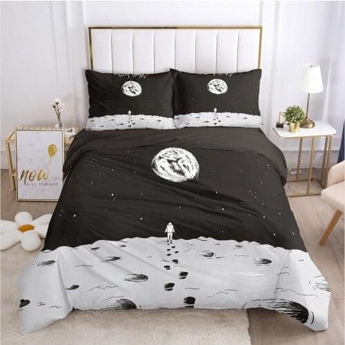 3D Black Bedding Sets Duvet Cover Set Quilt/Comforter/Blanket Cases Pillow case Spaceman Design Full Double Twin size Bed Linen
