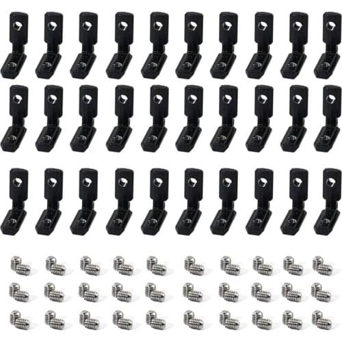 Black L Shape Inner Corner Joint Bracket with Screw and Wrench for 2020 3030 4040 Series Aluminum Extrusion Profile 50PCs 10Pcs