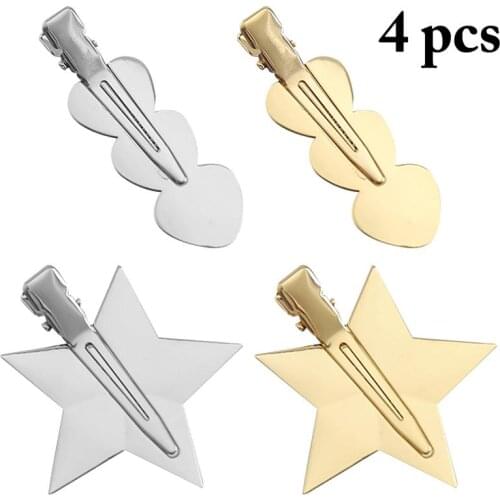 Coxeer 4Pcs/Set Fashion Alloy Hair Clips Lovely Retro Stars Decor Hair Pin Hair Barrette For Women Girls Hair Accessories