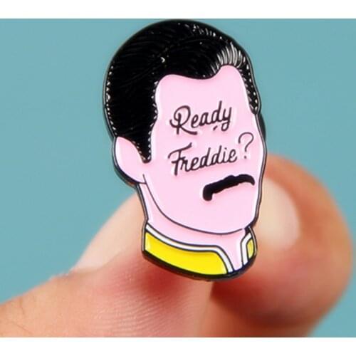 Ready Freddie? Mercury Queen Cartoon Enamel Brooch Pin Backpack Jeans Jacket Lapel Pins Badges Fashion Jewelry Accessories