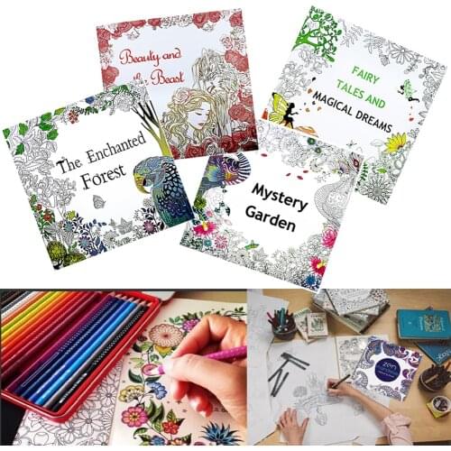 English Adult mystery Garden Treasure Hunt Coloring Painting Book QX2B