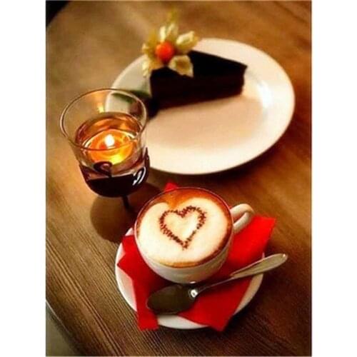 Coffee Cup Flowers Kitchen DIY Embroidery Cross Stitch 11CT Kits Needlework Craft Set Cotton Thread Printed Canvas Design