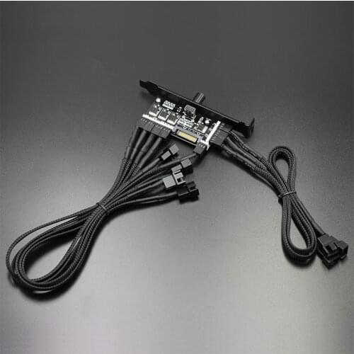 Fan Speed Controller for CPU Case HDD VGA PWM Fan PCI Bracket Power by 12V 3pin/4pin fan hub 8 Channels PC Cooler Cooling Fan