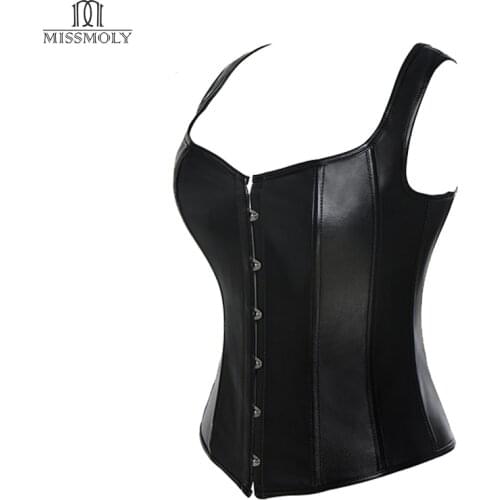 Miss Moly Steampunk Corsets sexy Gothic corset 10 Steel Bones Bustier plus size Leather Women Corselet Bodyshaper Overbust Tops