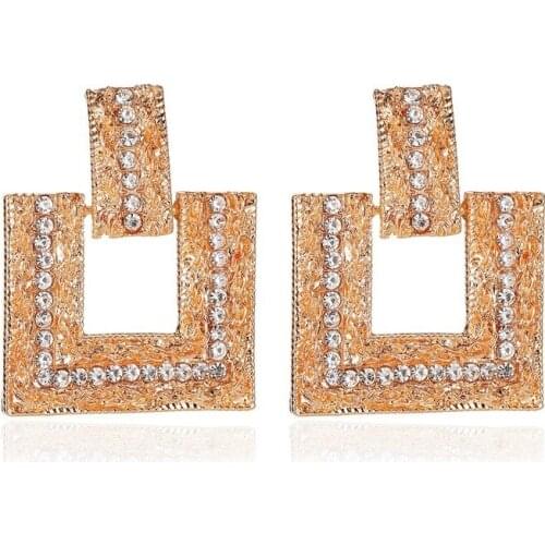 Fashion Women Earrings Diamonds set square earrings Charm Girls Gift geometric jewelry Evening Party Earring
