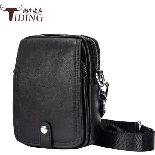 Mens Travel Mini Waist Packs Bag Black Genuine Leather Man Casual Mini Mobile Waist Bags Cow Leather Male Outdoor Bag