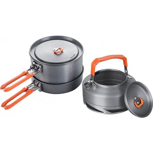Camping Utensils Dishes Cookware Set Picnic Hiking Heat Exchanger Pot Kettle Outdoor Tourism Tableware