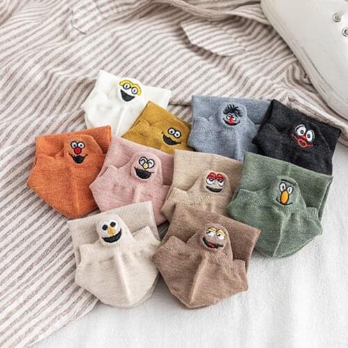 Kawaii Embroidered Expression Women Socks Happy Fashion Ankle Funny Socks Women Short Cotton Summer Sock Slippers Dropshopping