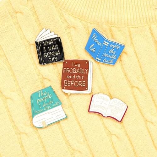 New Book Funny Library Enamel Pins Custom Memes Books Brooches Bag Clothes Lapel Pin Badge Introverts Jewelry Gift for Friends