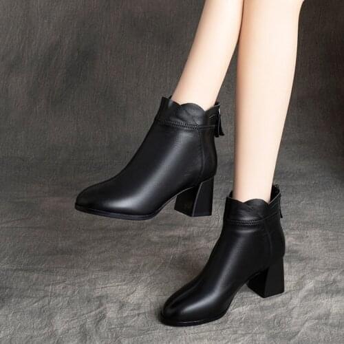 2021 New Style Short Boots Thick-soled Warm Womens Shoes Winter Mother Shoes Soft-soled High-Heeled Cotton Shoes Plus Size