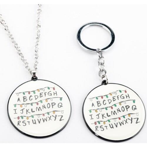 Movie Theme Stranger Things Necklaces Keychain Light Wall Monster Pendant Necklace Choker Bags Accessories Cosplay Party Gift