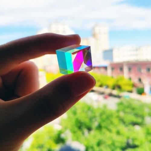 Prism cube Photographic Dichroic Color K9 Rainbow laser Cube prism 18*18*18mm Size Crystal Teaching Customized