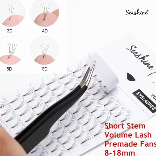 Seashine Lashes Premade Volume Wide fans 3d/4d/5d/6d Short Stem Russian Volume Professional Eyelash Extensions Faux Mink