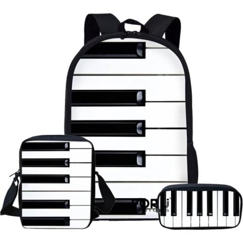 Children Cartoon Music piano keys Printing School Bags for Kids Large Shoulder Book Bag Girls Boys 3pcs/set Cool School Bag