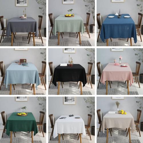 Table Cloth Retro Small Fresh Home Fabric Modern Simple Solid Color Washed Cotton Rectangular Table Cloth