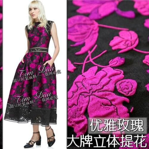 Three-dimensional rose jacquard fabric elegant dress yarn-dyed fabric lady temperament jacquard fabric wholesale jacquard cloth