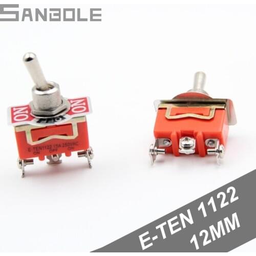 Toggle Switch 3 Foot 3 positions Shake Power Switches Rocker Arm 1122 ON-OFF-ON 12mm 15A/250VAC (10PCS)