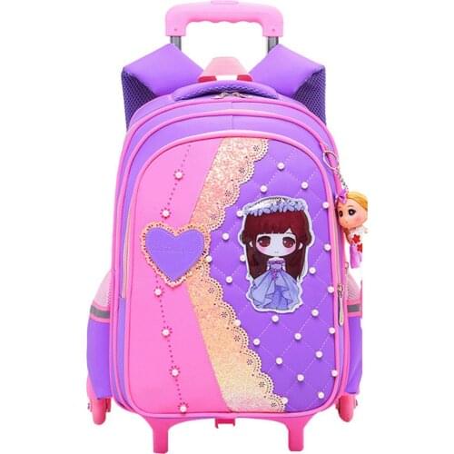 Waterproof Children Trolley School Bag Backpack Wheeled School Bag For Grils Kids Wheel Schoolbag Student Backpacks Bags Mochila