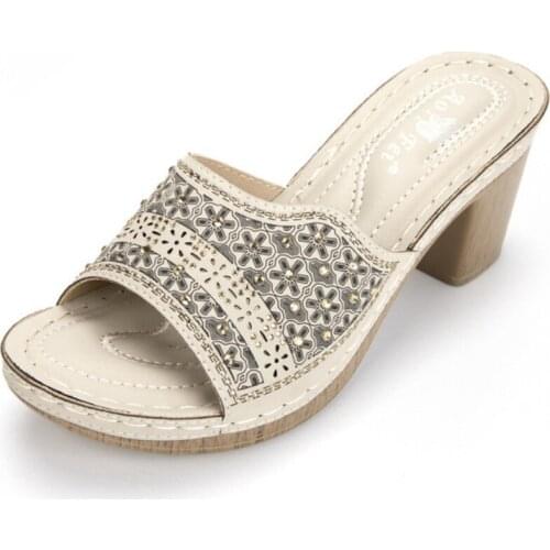 New 2021 Female Sandals Sexy Summer Slippers Ladies Square High Heels Open Toe Slides Party Shoes Women Sandals 36-41 WSH4082