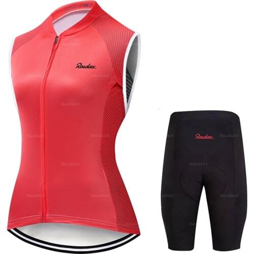 Women Cycling Jersey Set Ride Bike Clothing 2021 Raudax Lady Sleeveless Vest Cycling Suit Summer Bicycle Uniform Ropa Ciclismo