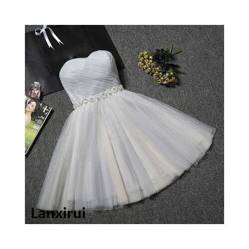9 Colors Vintage Strapless Tulle Shiny Beading Mini Womens Dresses Girls Short Formal Evening Party Dresses Vestidos
