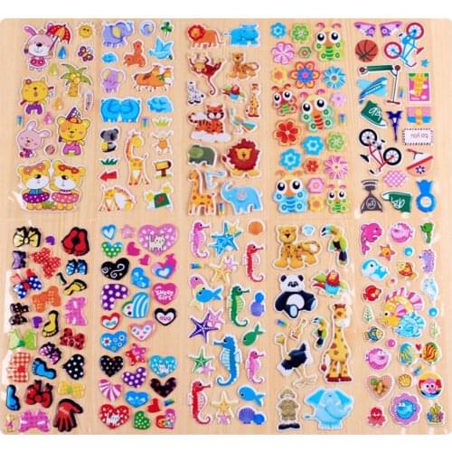 10 Different Sheets Cute Pet DIY Stickers Cartoon Animal Elephant Seahorse Children Stickers Toys PVC Scrapbook Gifts for Kids
