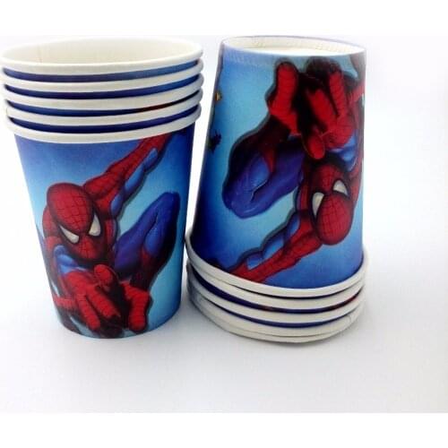 10pcs/lot Spiderman Cup Cartoon Superhero Birthday Decoration Theme Party Supply Festival For Kids