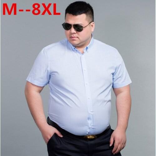 10XL 8XL 6XL Shirts Fashion Brand Mens 100% Cotton Shirt short Sleeve Camisa Masculina Mens Clothing Casual Thin Dress Shirts