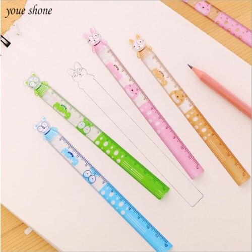 2Pcs/Set of Korean Stationery Cartoon Drawing Ruler Learning Supplies Cartoon Creative Children Gifts 2 Loaded 12cm YOUE SHONE