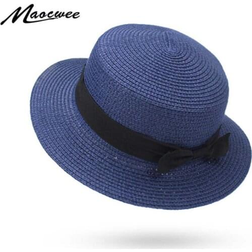 2018 Fashion Sun Hat For Women Classic Panama Cap Fodora Chic Summer Spring Beach Visor Brief Solid Straw Hat Brim Headwear Bone