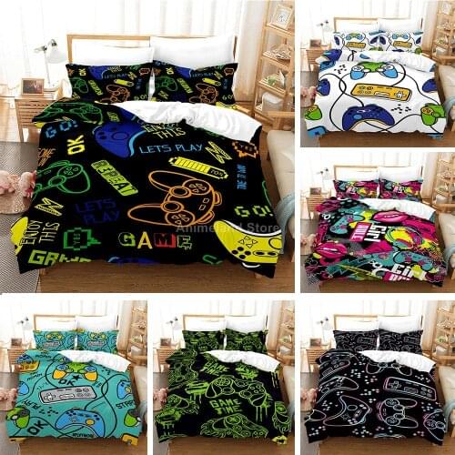 2021 New Gamepad 3D Print Comforter Bedding Set Game Gamer Duvet Cover Sets Kids Pillowcase Queen King Double Size Home Colorful