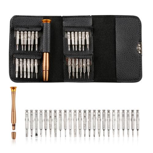 25 in 1 Multi-function Leather Case Manual Screwdriver Bit Combination Set Mobile Phone Notebook Disassemble Repair Tool