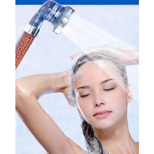 3 Modes Bath Shower Adjustable Jetting Shower Head High Pressure Saving Water Bathroom Anion Filter Shower SPA Nozzle
