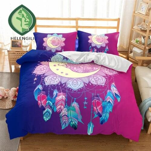 HELENGILI 3D Bedding Set Dreamcatcher Print Duvet cover set lifelike bedclothes with pillowcase bed set home Textiles #2-05