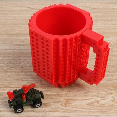 4 Colors Build-On Brick Mug Lego Type Building Blocks Coffee Cup Block Puzzle Mug 12oz Magic Beer Bottle Eco-friendly Plastic PP