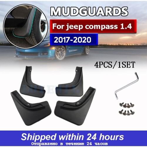 Car Styling for jeep compass 1.4 2017 2018 Accessories Mud Flaps Splash Guards Front Rear Mud Flap Mudguards Fender Black 4pcs