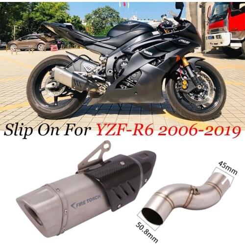 51MM Motorcycle Mofidy Exhaust Escape Moto Modified Connection Mid Middle Pipe With DB Killer For YAMAHA R6 YZF-R6 2006-2018 R6