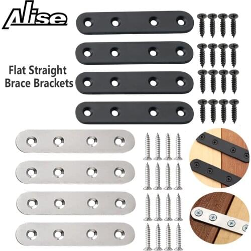 8Pcs Flat Straight Brace Brackets Mending Joining Plates Repair Fixing Bracket for Wood 75/96mm Stainless Steel Connector