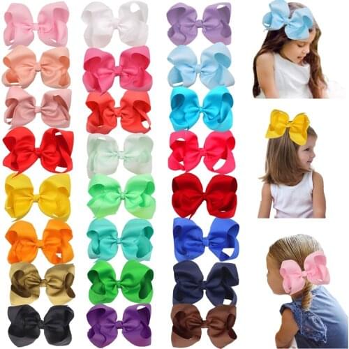 24 Pcs 6 Inch Hair Bows for Girls Big Grosgrain Girls 6" Hair Bows Alligator Clips For Teens Kids Toddlers