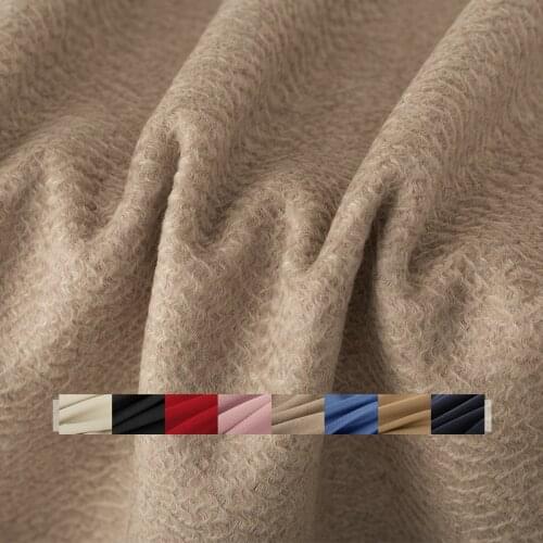 White Waxberry Pure Cashmere Double-side Water Ripple Fabrics 100%Cashmere Materials Women Overcoat Sewing Cloth Freeshipping
