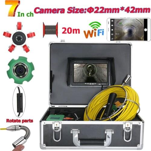 7inch 22mm WiFi Wireless Pipe Inspection Video Camera IP68 Waterproof Drain Pipe Sewer Inspection Camera System1000 TVL Camera