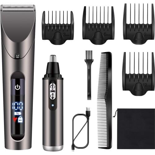 HATTEKER Cordless Hair Clippers for Men Nose trimmer Shaving Machine Washable Hair Trimmer 2 Pieces Machine Set